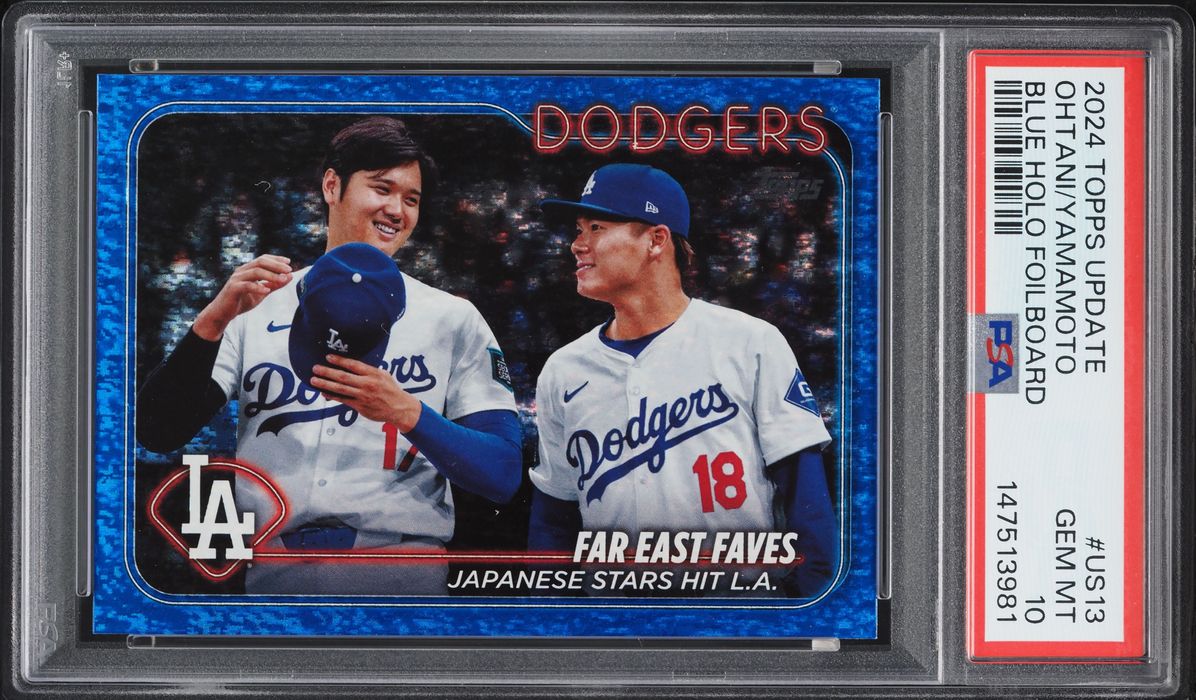 2024 Topps Update Blue Holo Foilboard Shohei Ohtani Yoshinobu Yamamoto ROOKIE /999 PSA 10 GEM
