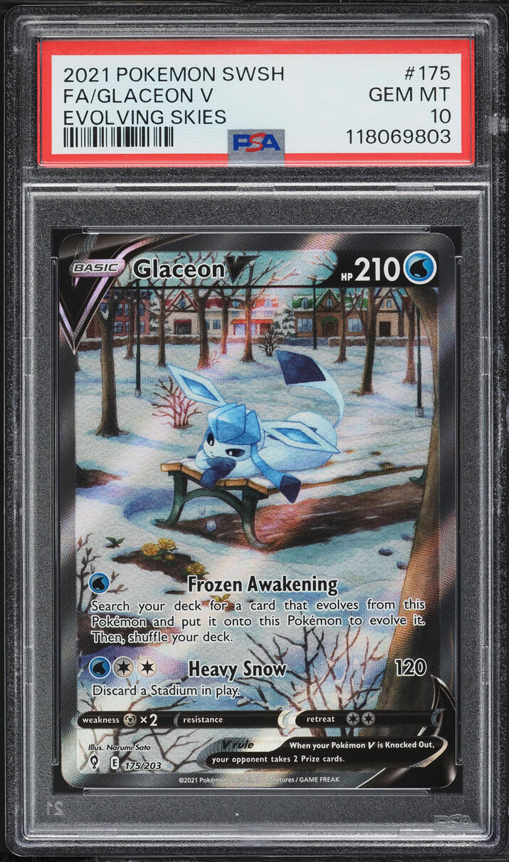 2021 Pokemon Sword & Shield Evolving Skies Alt Art Glaceon V #175 PSA 10 GEM MINT