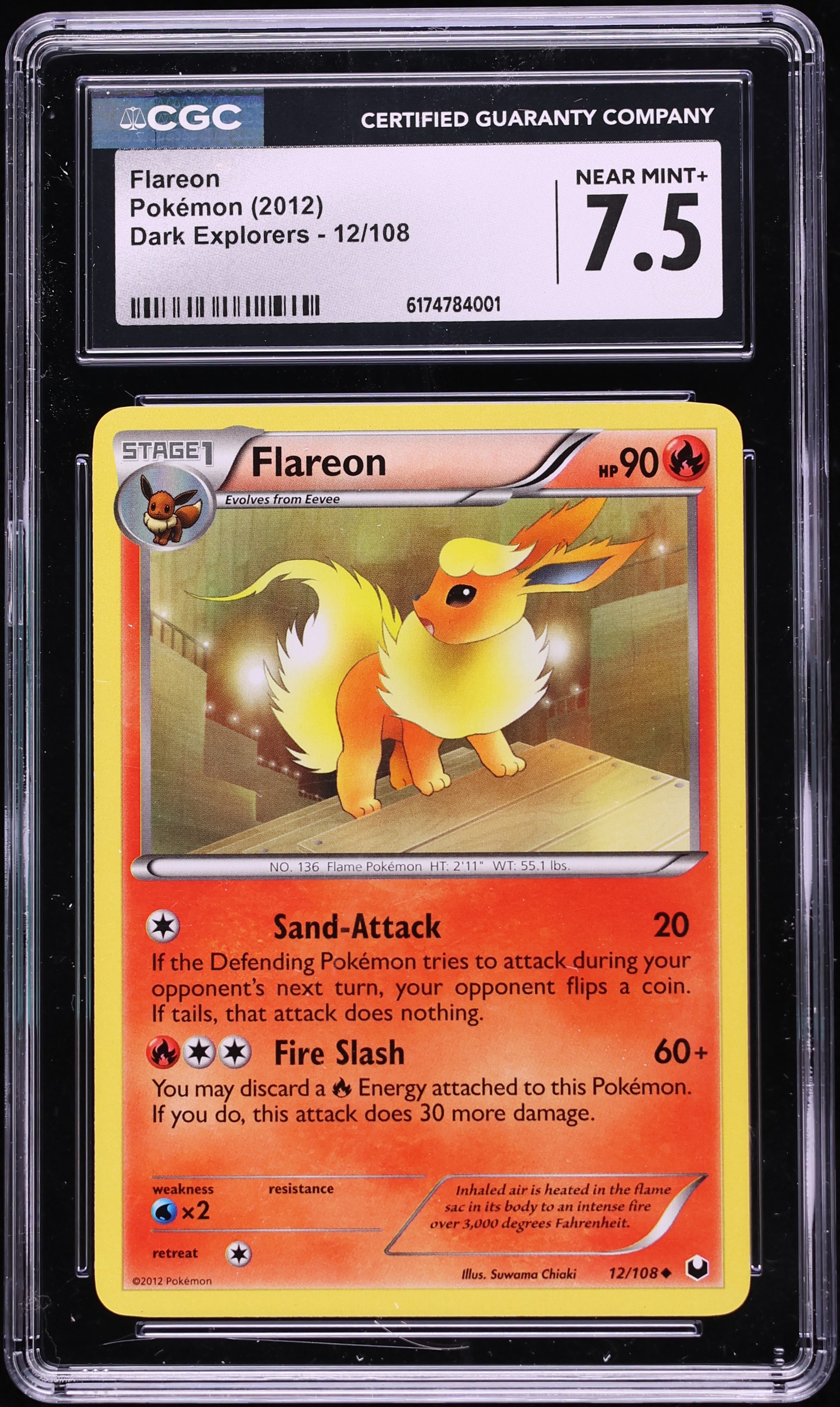 2012 Pokemon Black & White Dark Explorers Flareon #12 CGC 7.5 NRMT+