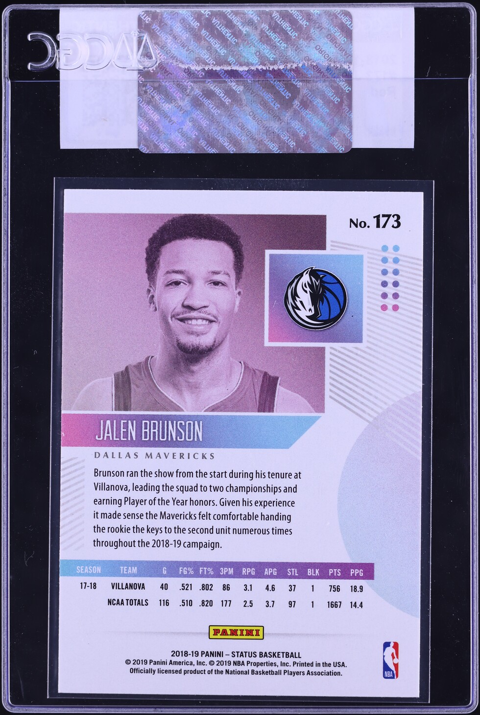 2018 Panini Status Red Jalen Brunson ROOKIE #173 CGC AUTH