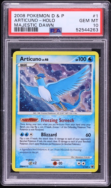 2008 Pokemon Diamond & Pearl Majestic Dawn Holo Articuno #1 PSA 10 GEM MINT
