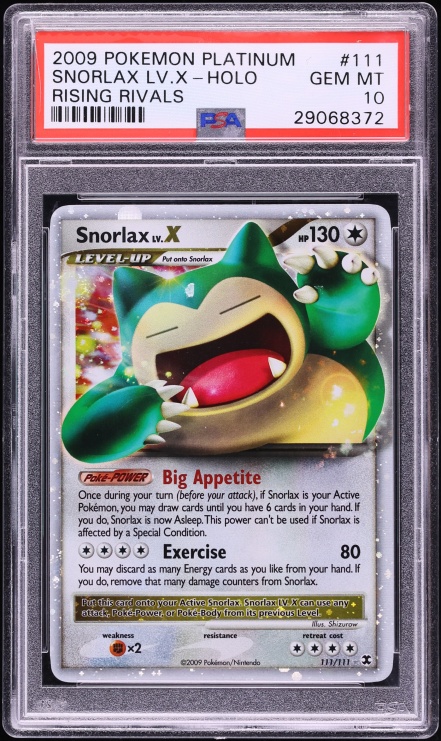 2009 Pokemon Platinum Rising Rivals Holo Snorlax Lv X #111 PSA 10 GEM MINT