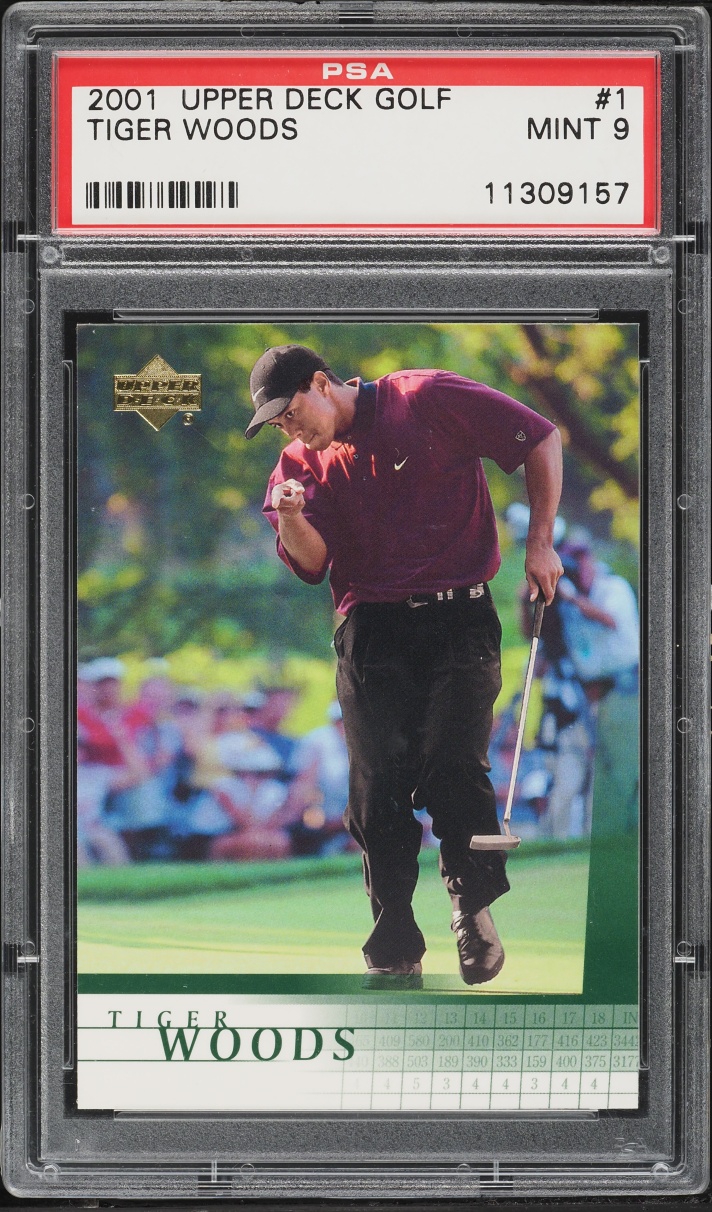 2001 Upper Deck Golf Tiger Woods ROOKIE #1 PSA 9 MINT