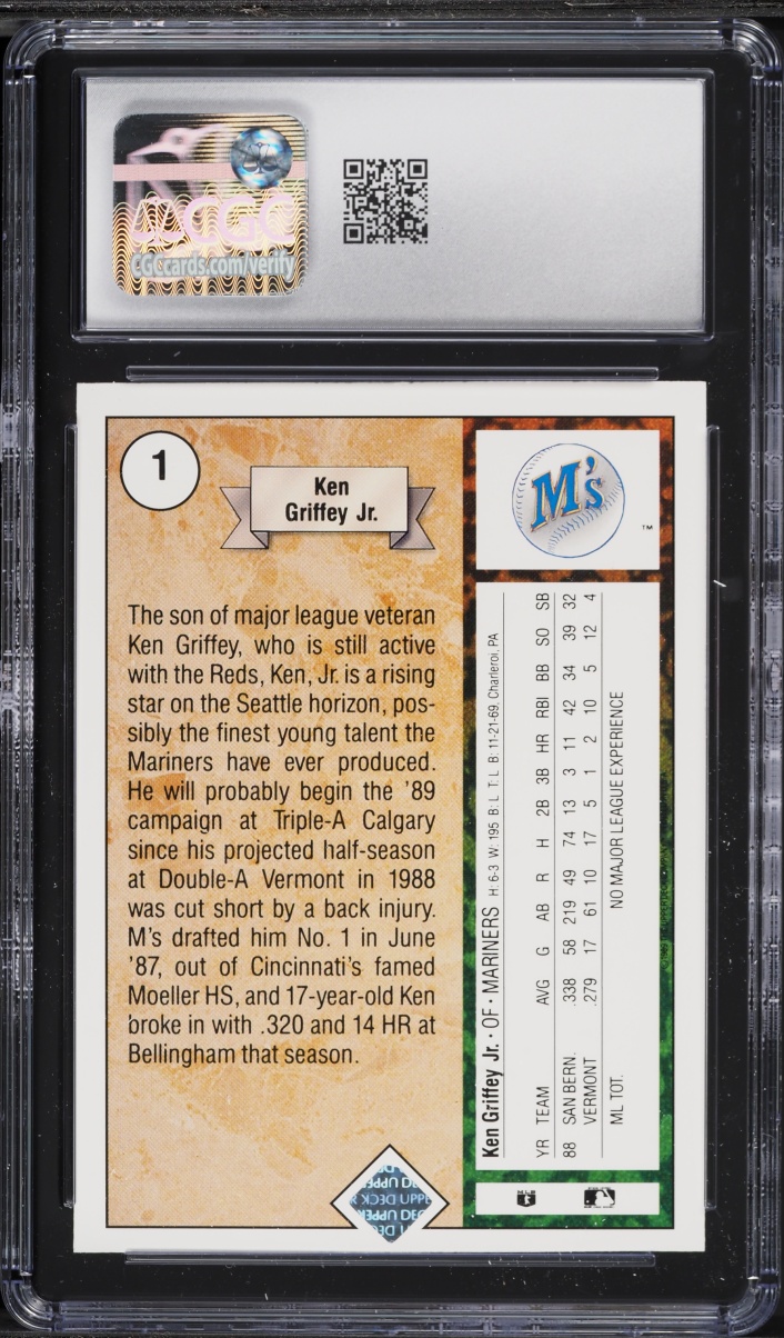 1989 Upper Deck Ken Griffey Jr. ROOKIE #1 CGC 8 NM-MT