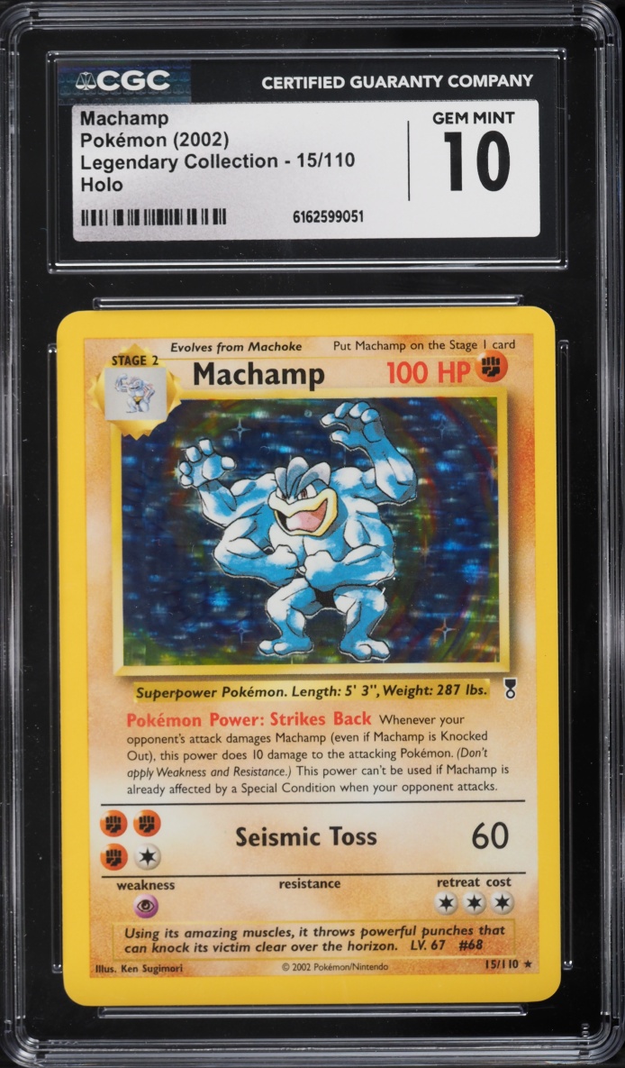 2002 Pokemon Legendary Collection Holo Machamp #15 CGC 10 GEM MINT