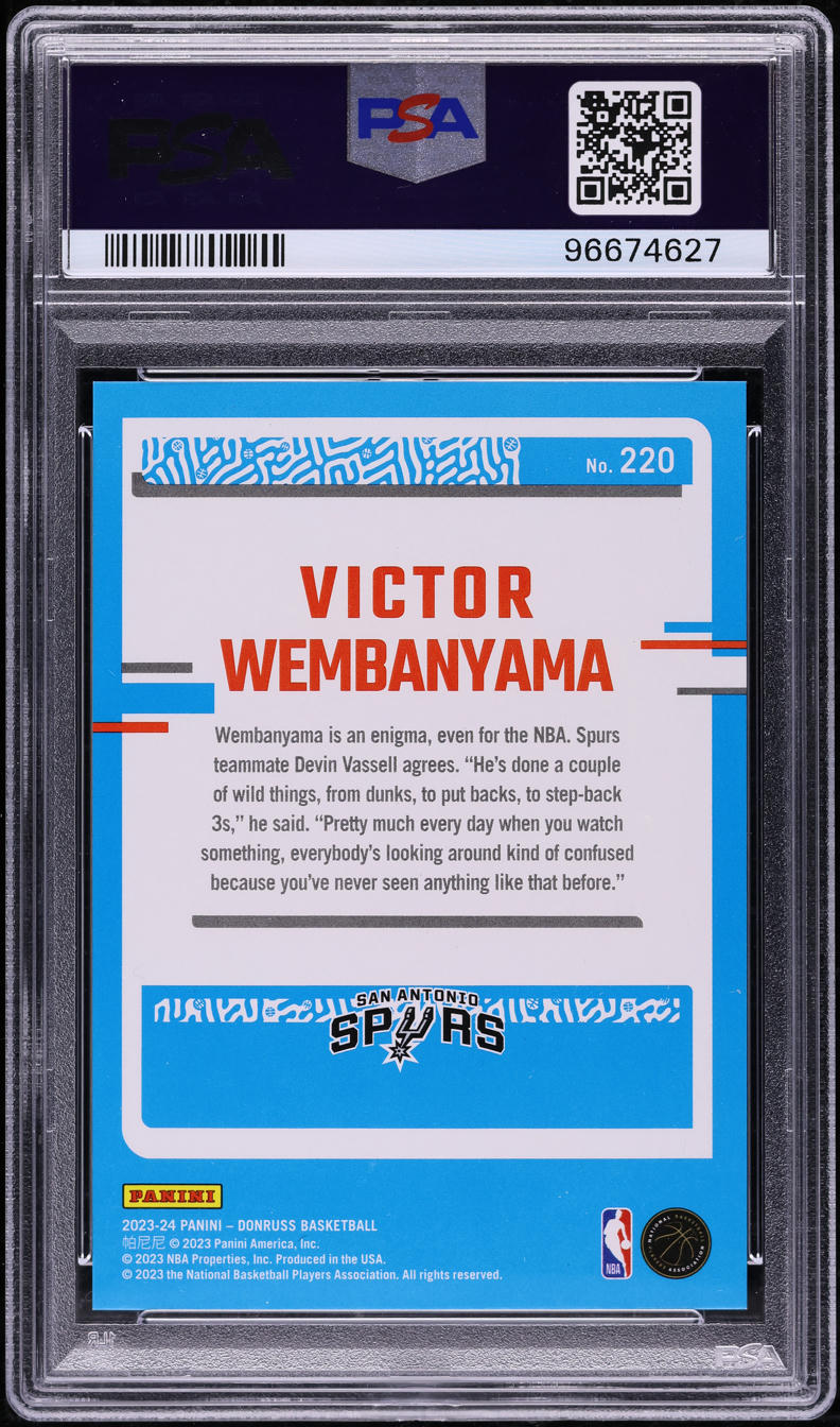 2023 Donruss Black Choice Victor Wembanyama ROOKIE 1/1 #220 PSA 10 GEM MINT