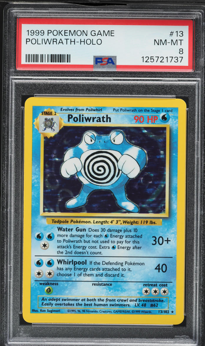 1999 Pokemon Base Set Holo Poliwrath #13 PSA 8 NM-MT