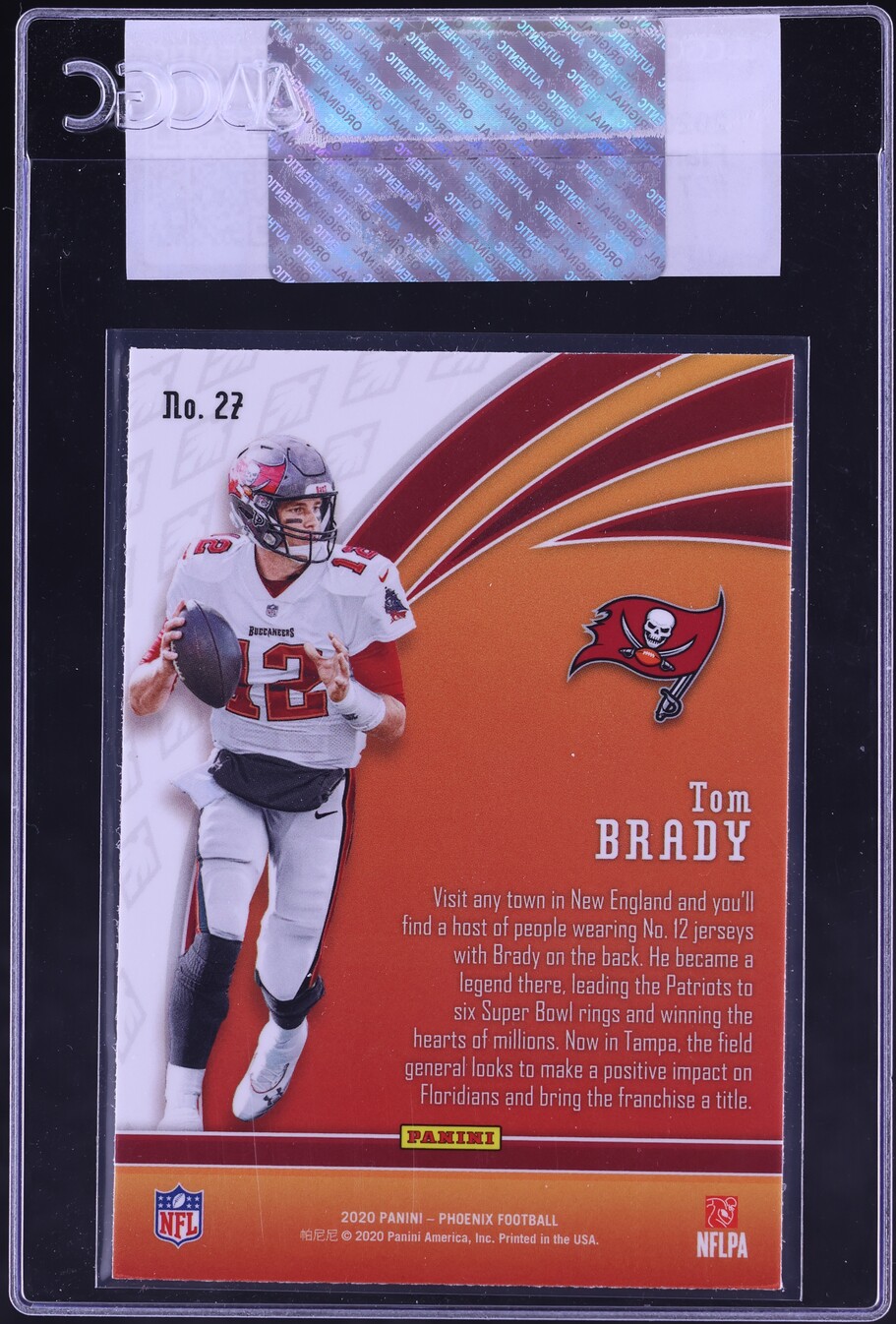 2020 Panini Phoenix Flame Throwers Tom Brady #27 CGC AUTH