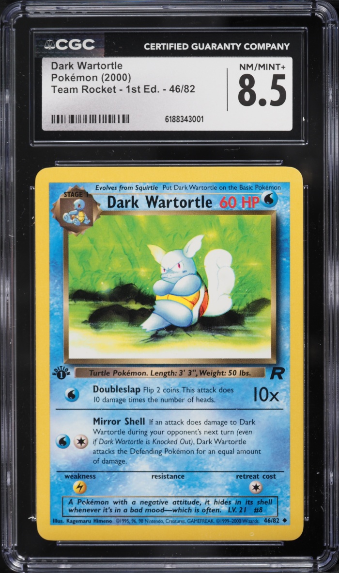 2000 Pokemon Team Rocket 1st Edition Dark Wartortle #46 CGC 8.5 NM-MT+