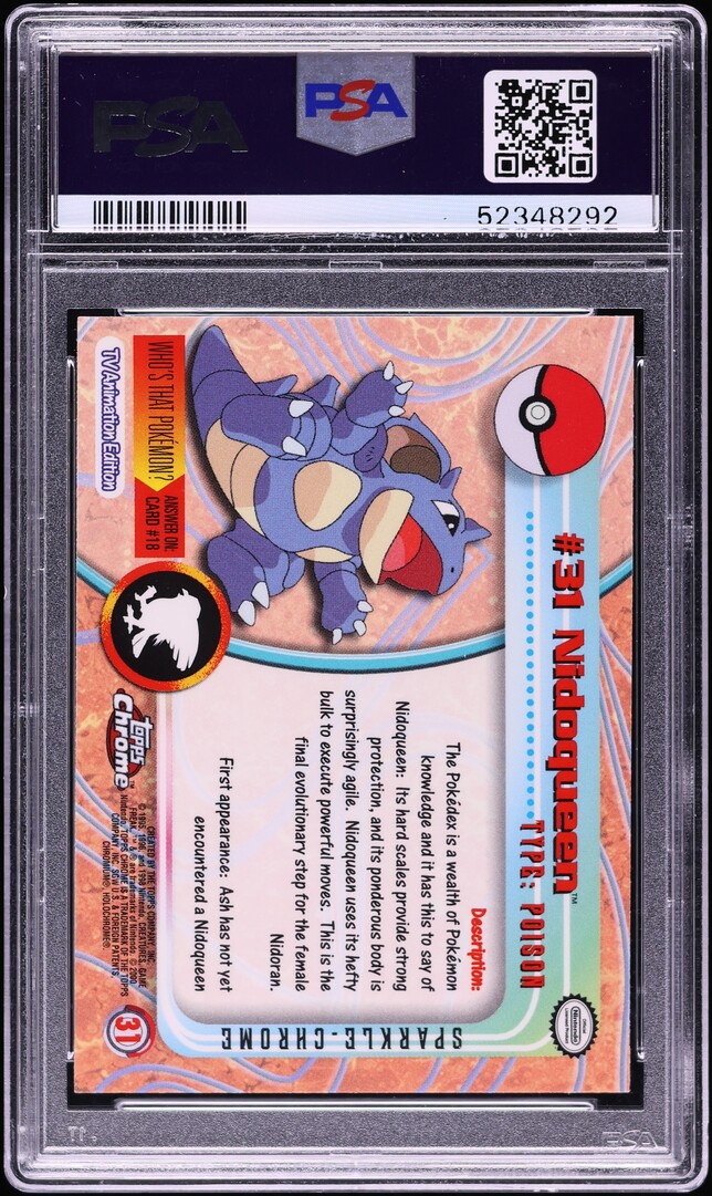 2000 Topps Chrome Pokemon Series 1 Sparkle Nidoqueen #31 PSA 10 GEM MINT