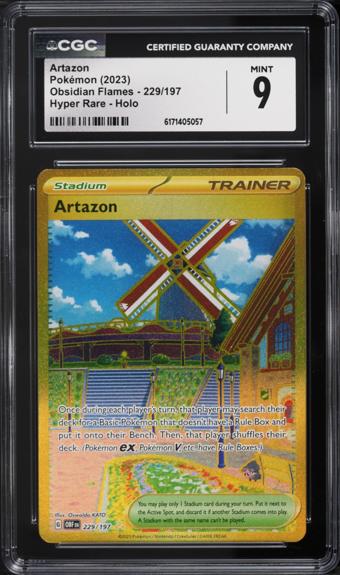 2023 Pokemon Scarlet & Violet Obsidian Flames Gold Rare Artazon #229 CGC 9 MINT