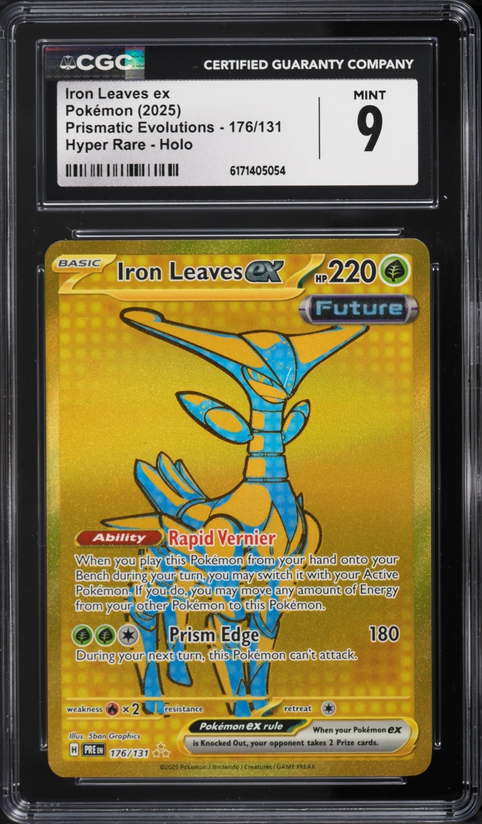 2025 Pokemon Scarlet & Violet Prismatic Evolutions Gold Rare Iron Leaves EX #176 CGC 9 MINT