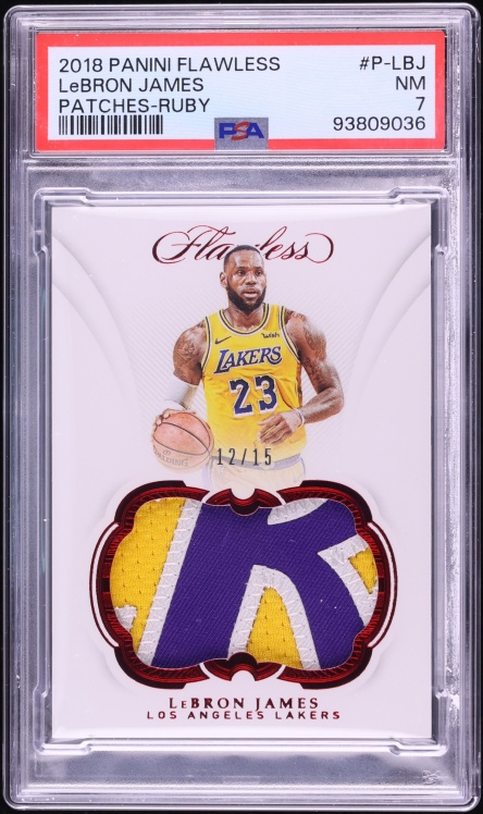 2018 Panini Flawless Ruby LeBron James PATCH /15 #P-LBJ PSA 7 NRMT