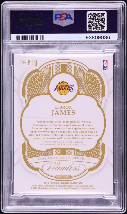 2018 Panini Flawless Ruby LeBron James PATCH /15 #P-LBJ PSA 7 NRMT - Photo 2