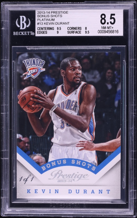 2013 Prestige Bonus Shots Platinum Kevin Durant 1/1 #13 BGS 8.5 NM-MT+
