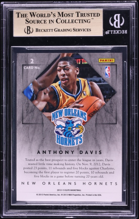 2012 Panini Elite Series Black Anthony Davis ROOKIE 1/1 #2 BGS 9.5 GEM MINT - Photo 2