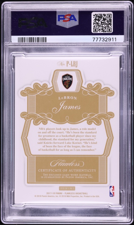 2017 Panini Flawless Green LeBron James PATCH 5/5 #P-LBJ PSA 8 NM-MT - Photo 2