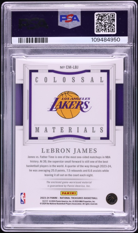 2023 National Treasures Colossal Prime LeBron James PATCH /10 #CM-LBJ PSA 9 MINT - Photo 2