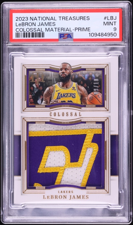 2023 National Treasures Colossal Prime LeBron James PATCH /10 #CM-LBJ PSA 9 MINT