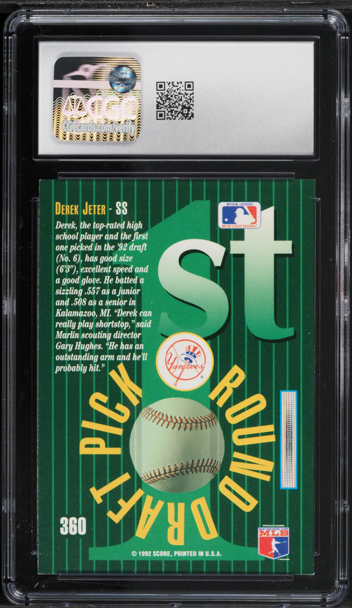 1993 Score Select Derek Jeter ROOKIE #360 CGC 8 NM-MT