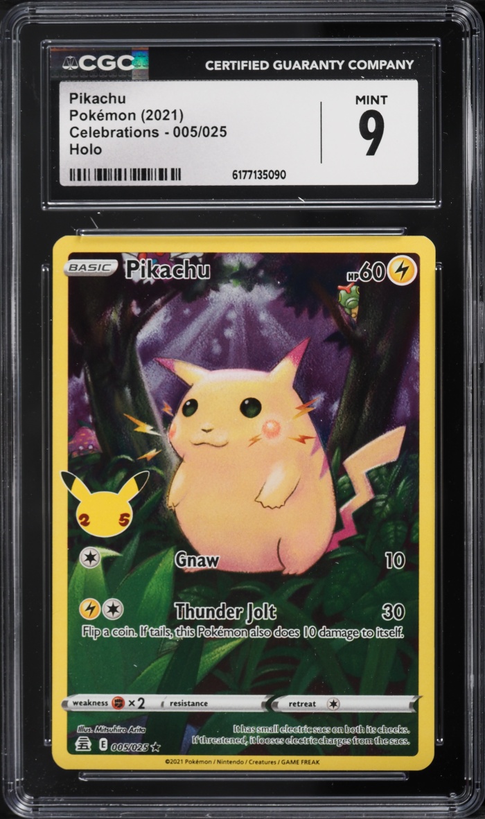 2021 Pokemon Sword & Shield Celebrations Full Art Pikachu #5 CGC 9 MINT