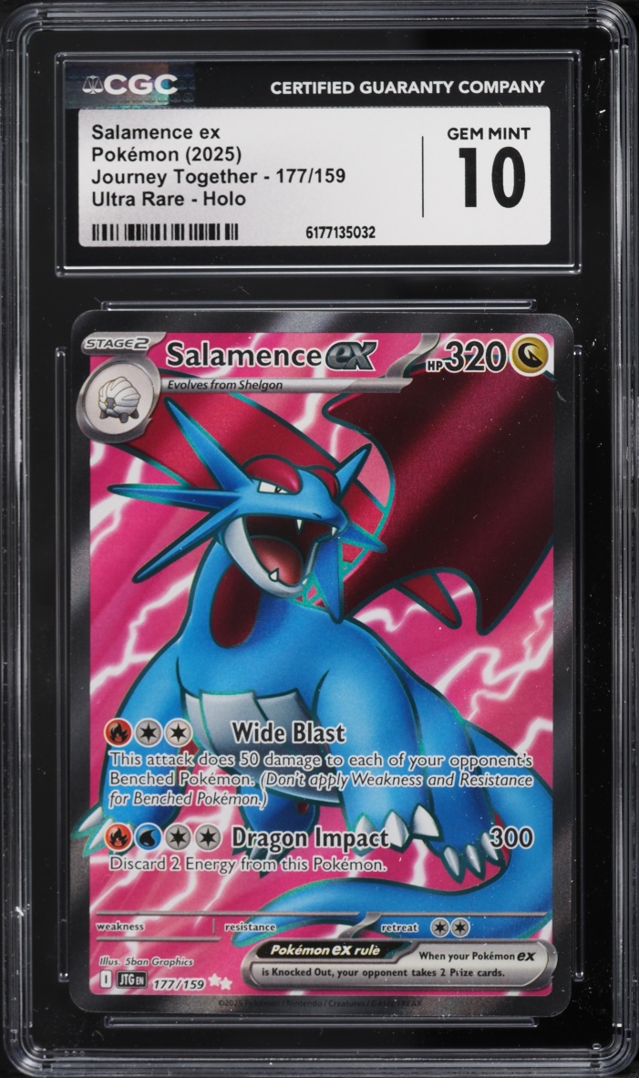 2025 Pokemon Scarlet & Violet Journey Together Full Art Salamence Ex #177 CGC 10 GEM MINT