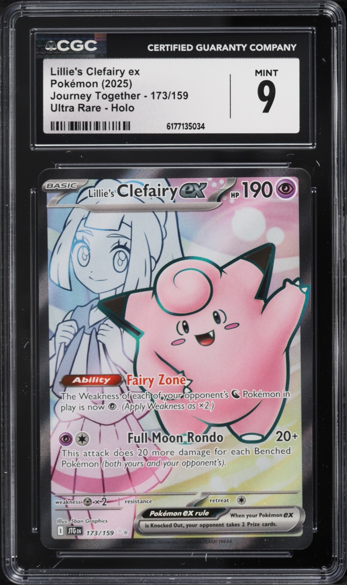 2025 Pokemon Scarlet & Violet Journey Together Full Art Lillie's Clefairy Ex #173 CGC 9 MINT