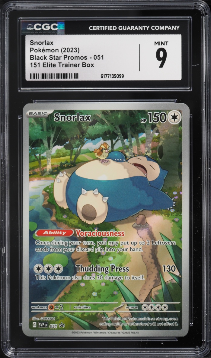 2023 Pokemon Scarlet & Violet Promo 151 ETB Full Art Snorlax #51 CGC 9 MINT