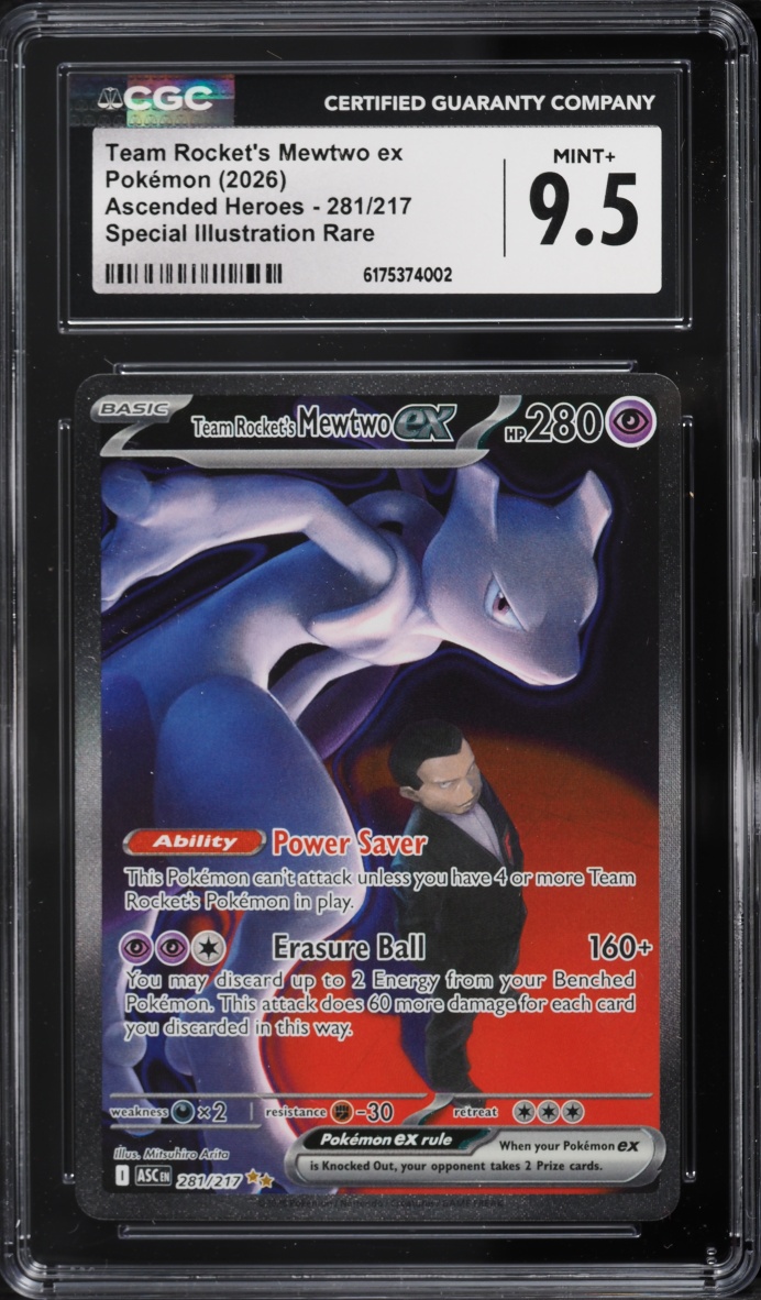 2026 Pokemon Mega Evolution Ascended Heroes SIR Team Rocket's Mewtwo ex #281 CGC 9.5 MINT+