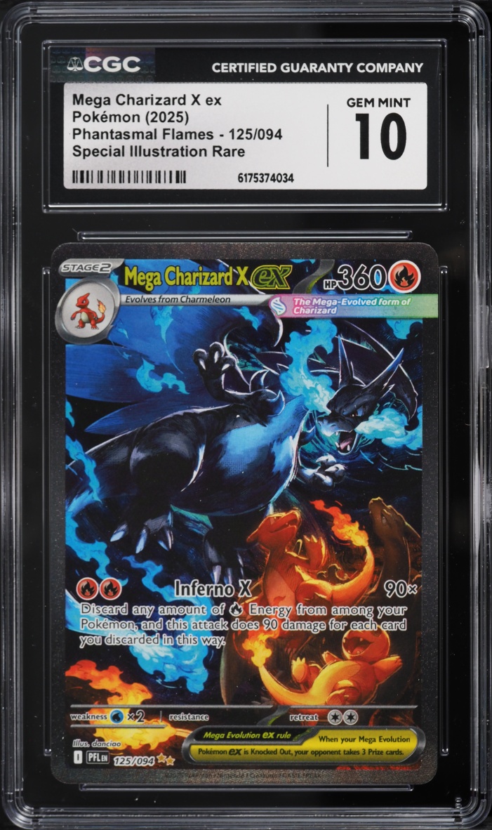 2025 Pokemon Mega Evolution Phantasmal Flames SIR Mega Charizard X ex #125 CGC 10 GEM MINT