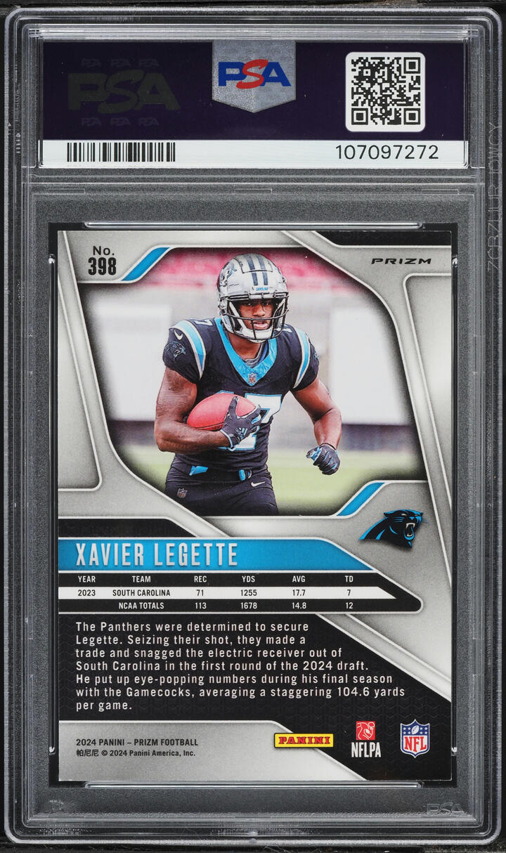 2024 Panini Prizm Neon Green Pulsar Xavier Legette ROOKIE #398 PSA 9 MINT