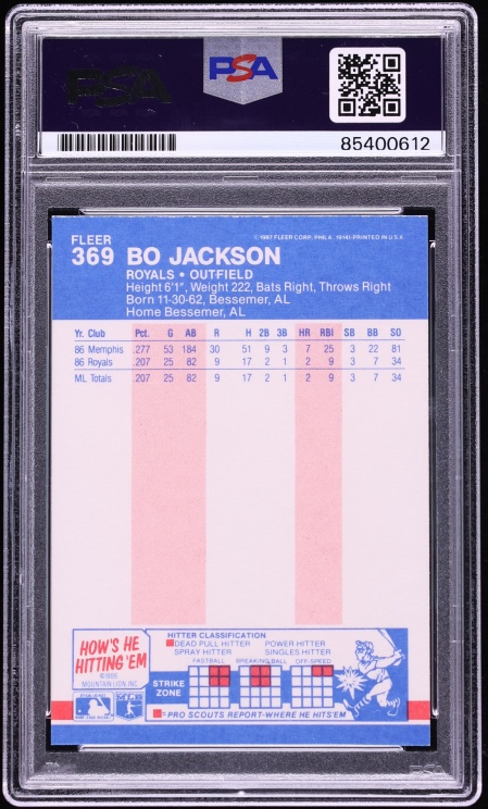 Bo Jackson Signed Autographed Trading Card AUTO PSA/DNA 10