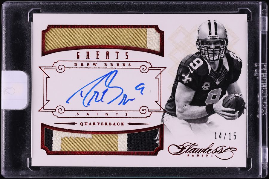 2014 Panini Flawless Greats Dual Ruby Drew Brees PATCH AUTO /15 #5