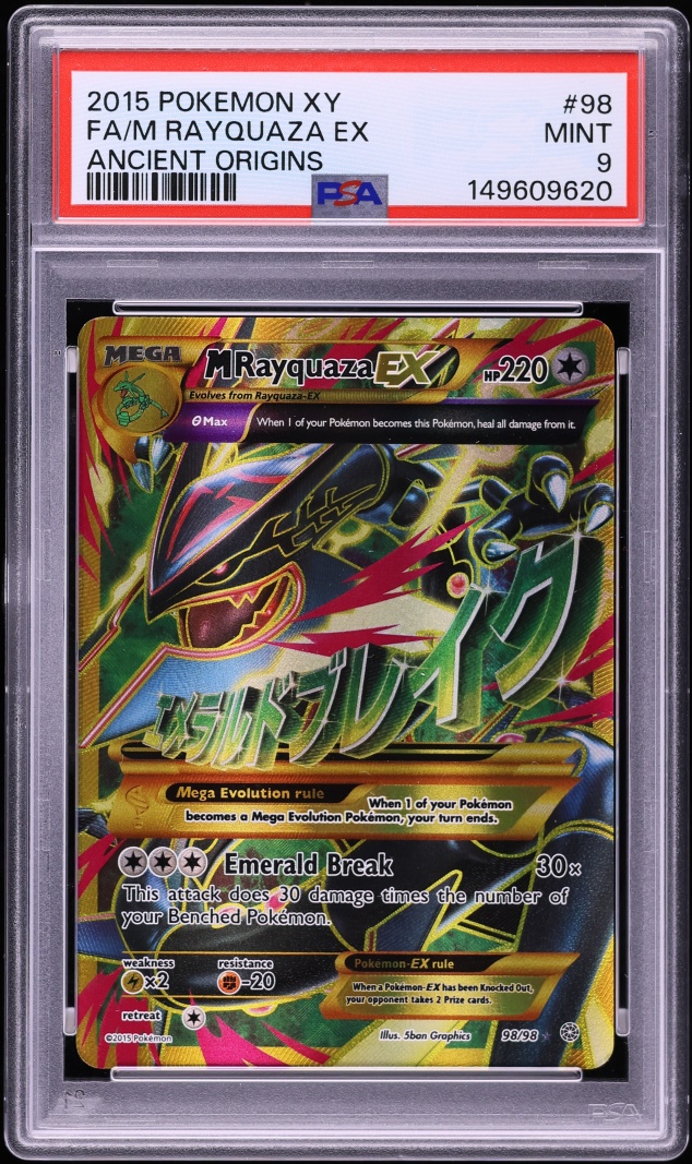2015 Pokemon XY Ancient Origins Full Art M Rayquaza EX #98 PSA 9 MINT