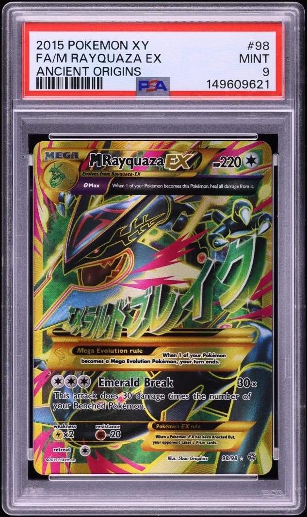 2015 Pokemon XY Ancient Origins Full Art M Rayquaza EX #98 PSA 9 MINT