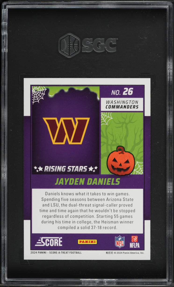 2024 Score-A-Treat Rising Stars Pumpkins Jayden Daniels ROOKIE #26 SGC 9.5 MINT+