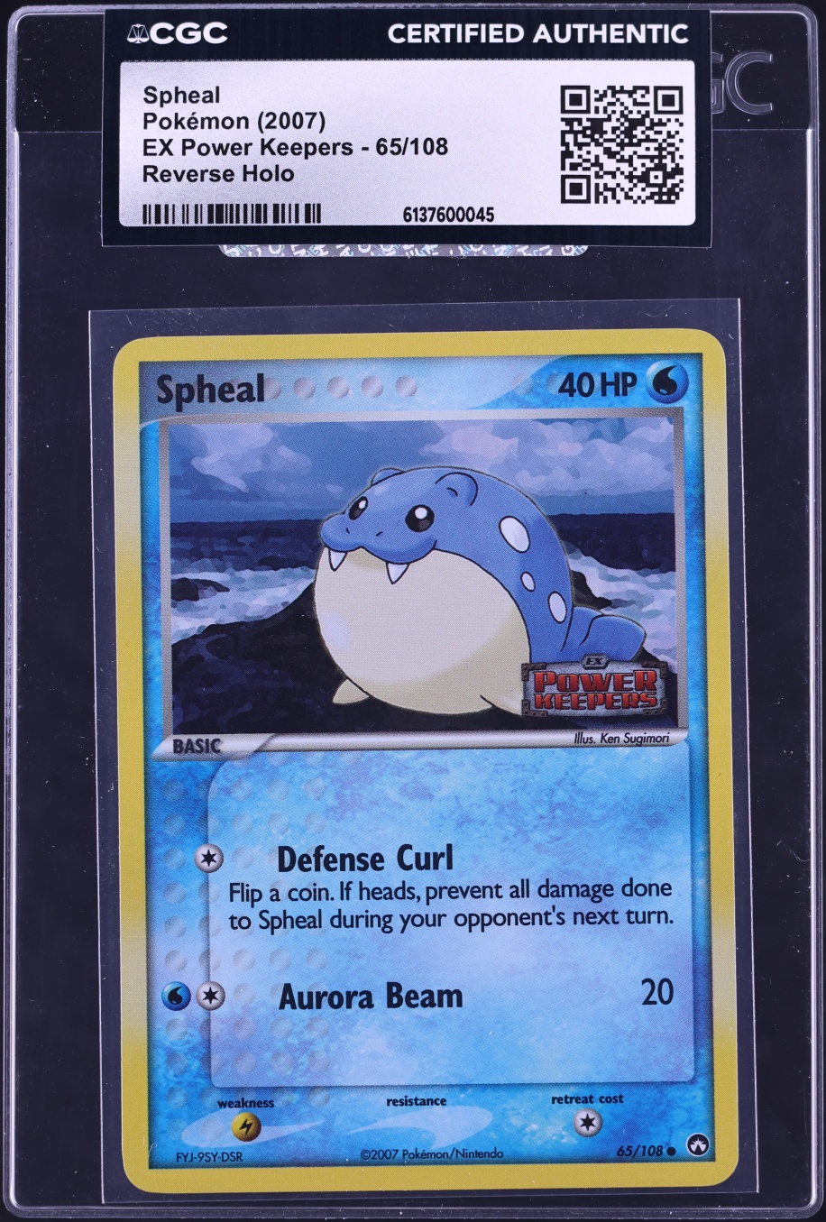 2007 Pokemon EX Power Keepers Reverse Holo Spheal #65 CGC AUTH
