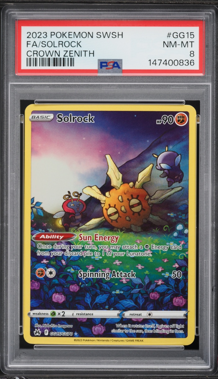 2023 Pokemon Sword & Shield Crown Zenith Galarian Gallery Alt Art Solrock #GG15 PSA 8 NM-MT
