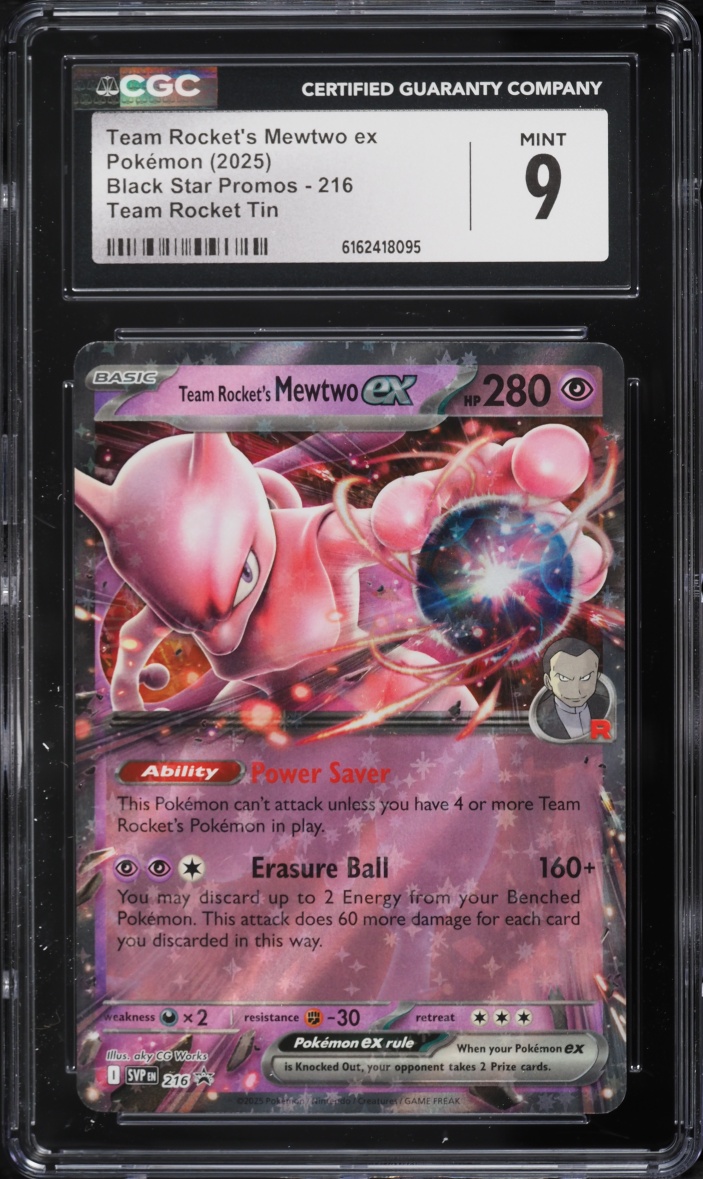 2025 Pokemon Scarlet & Violet Promo Team Rocket Tin Holo Team Rocket's Mewtwo Ex #216 CGC 9