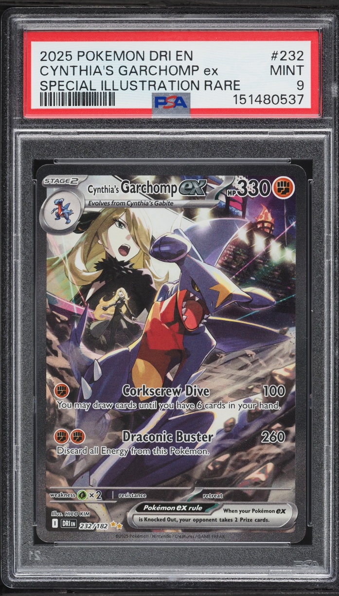 2025 Pokemon Scarlet & Violet Destined Rivals SIR Cynthia's Garchomp ex #232 PSA 9 MINT