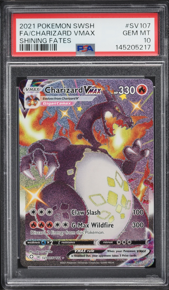 2021 Pokemon Sword & Shield Shining Fates Shiny Vault Full Art Charizard VMAX #SV107 PSA 10 GEM