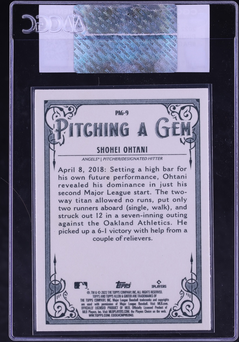 2022 Topps Allen & Ginter Pitching A Gem Shohei Ohtani #PAG-9 CGC AUTH