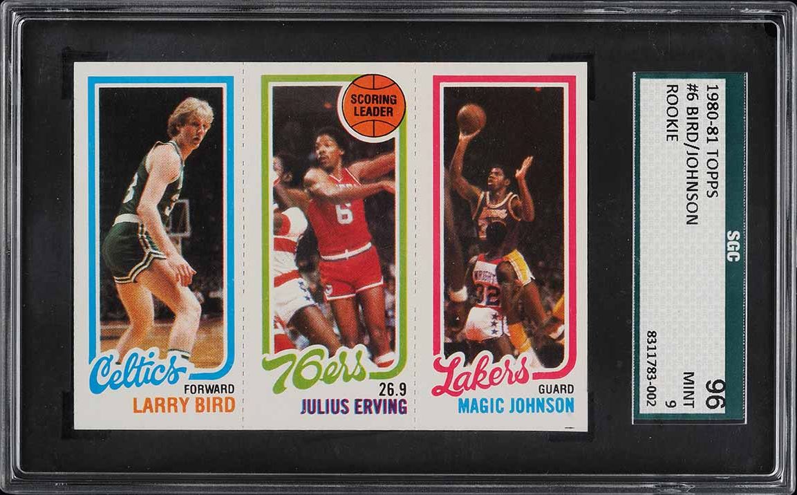 1996 Finest Reprint Refractor Larry Bird Julius Erving Magic