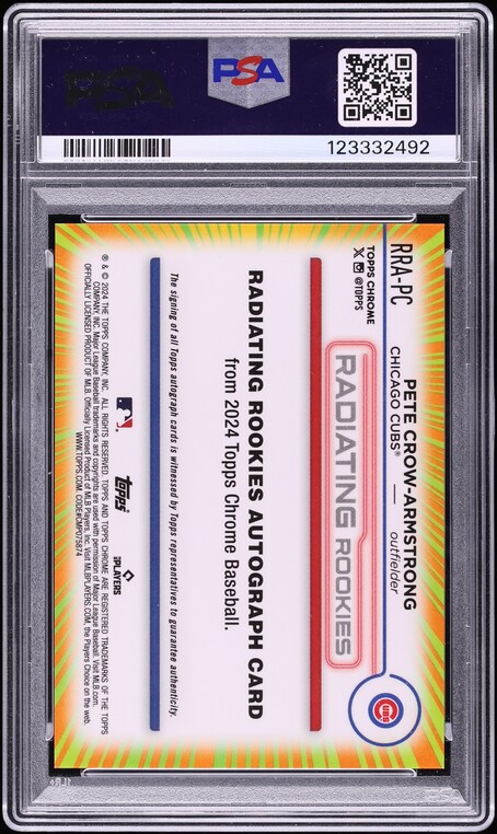 2024 Topps Chrome Radiating Pete Crow-Armstrong ROOKIE AUTO /23 #RRA-PC PSA 10 GEM MINT