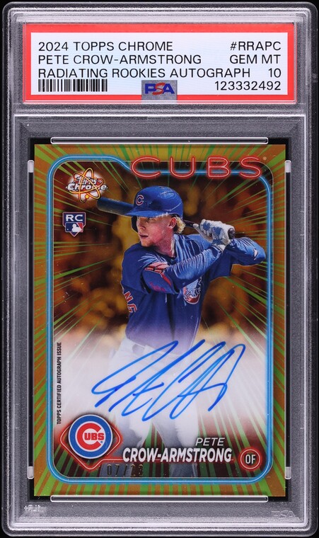 2024 Topps Chrome Radiating Pete Crow-Armstrong ROOKIE AUTO /23 #RRA-PC PSA 10 GEM MINT