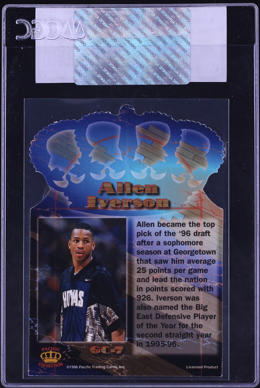 1996 Pacific Power Gold Crown Die-Cut Allen Iverson ROOKIE #GC-7 CGC AUTH