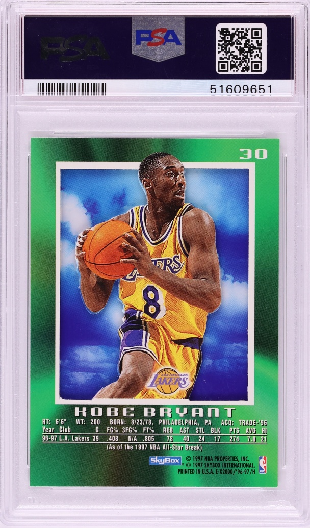 1996 Skybox E-X2000 Kobe Bryant ROOKIE #30 PSA 9 MINT