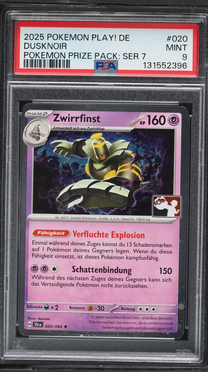 2025 Pokemon German Scarlet & Violet Play! Prize Pack Series 7 Dusknoir #20 PSA 9 MINT