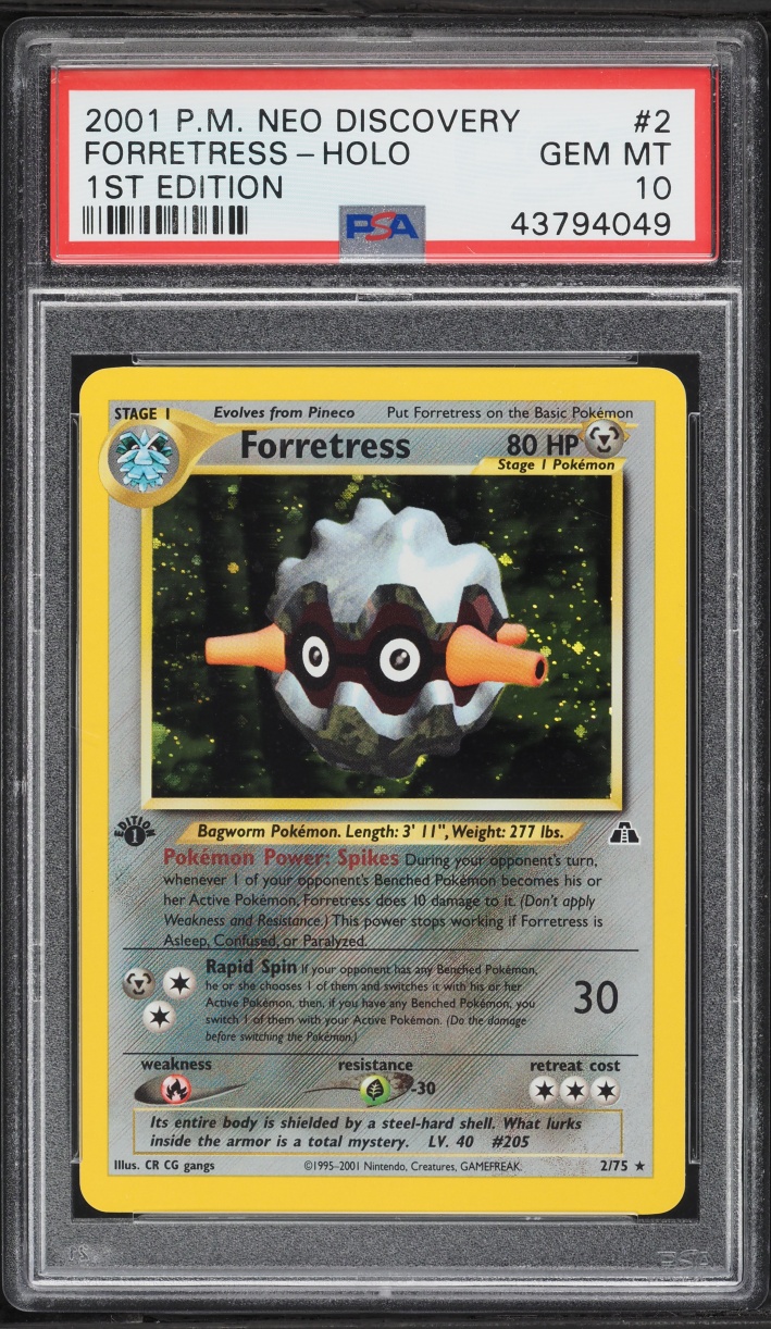 2001 Pokemon Neo Discovery 1st Edition Holo Forretress #2 PSA 10 GEM MINT