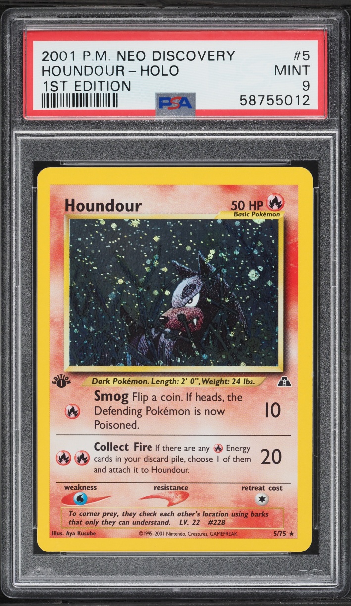 2001 Pokemon Neo Discovery 1st Edition Holo Houndour #5 PSA 9 MINT
